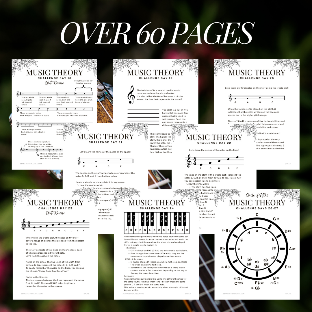 30 Day Music Theory Challenge Printable PDF