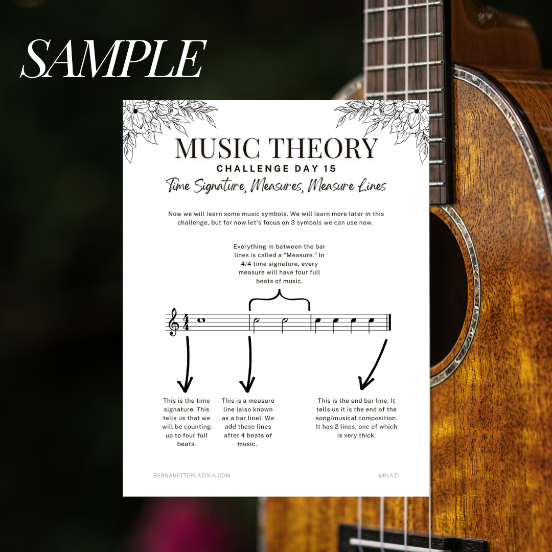 30 Day Music Theory Challenge Printable PDF